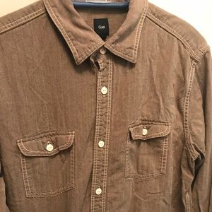 Gap grey button down shirt